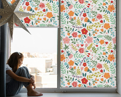 Fabric roller blind Painted flowers
