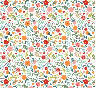 Fabric roller blind Painted flowers