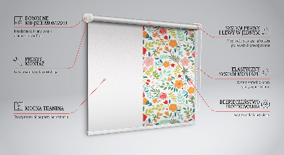 Fabric roller blind Painted flowers
