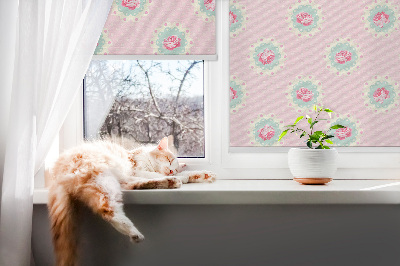 Fabric roller blind Roses