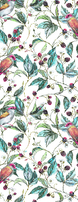 Roller blind for large window Blue leaves and colorful birds