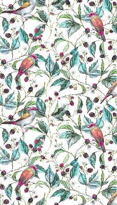 Roller blind for large window Blue leaves and colorful birds