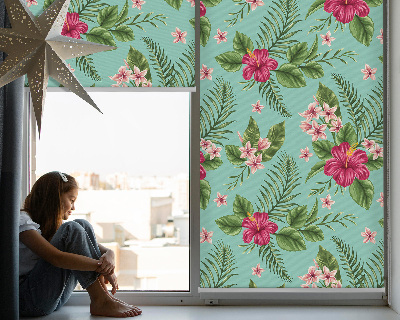 Roller blind for large window Exotic plants