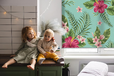Roller blind for large window Exotic plants