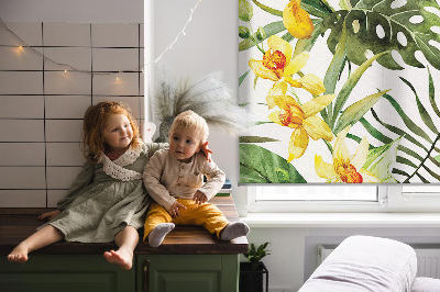 Fabric roller blind Yellow flower