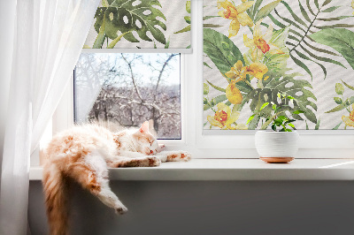 Fabric roller blind Yellow flower
