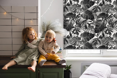 Modern roller blind Gray leaves