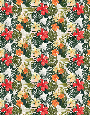 Roller blind for large window Tropical flowers and leaves