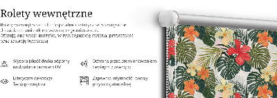 Roller blind for large window Tropical flowers and leaves