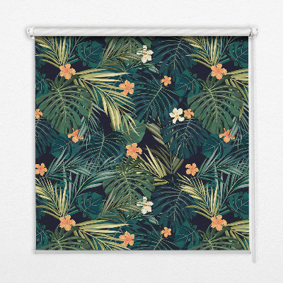 Fabric roller blind Tropical leaves and flowers