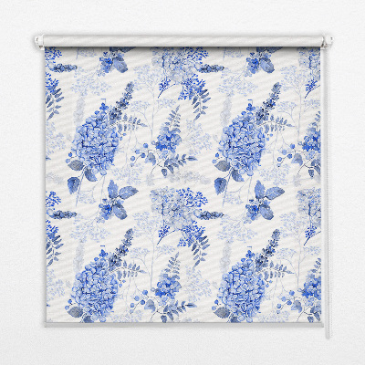 Modern roller blind Blue flowers