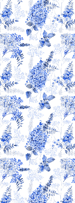 Modern roller blind Blue flowers