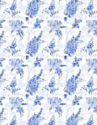 Modern roller blind Blue flowers