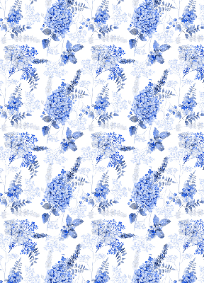 Modern roller blind Blue flowers