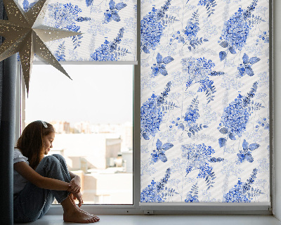 Modern roller blind Blue flowers