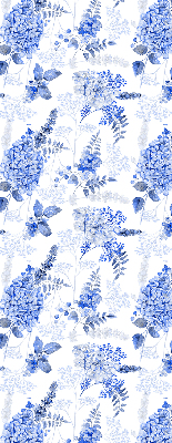 Modern roller blind Blue flowers