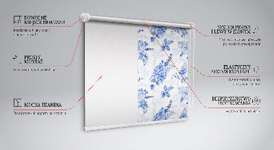 Modern roller blind Blue flowers