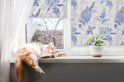 Modern roller blind Blue flowers