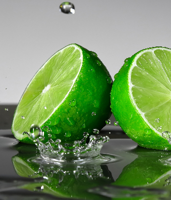 Roller blind for large window Limes in water
