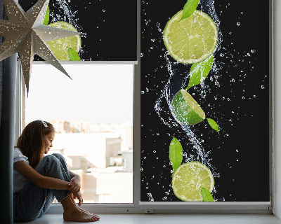 Fabric roller blind Lime falling in water