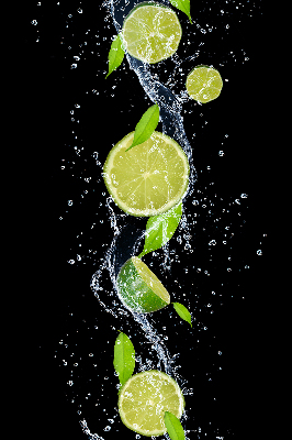 Fabric roller blind Lime falling in water