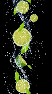Fabric roller blind Lime falling in water