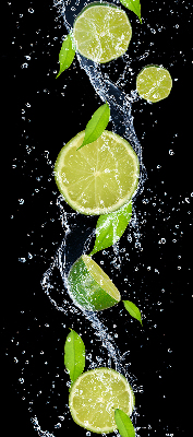 Fabric roller blind Lime falling in water