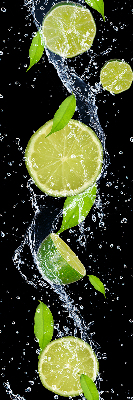 Fabric roller blind Lime falling in water