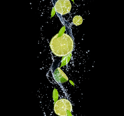 Fabric roller blind Lime falling in water