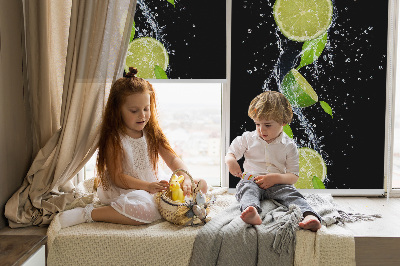 Fabric roller blind Lime falling in water