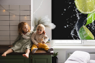 Fabric roller blind Lime falling in water
