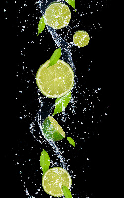 Fabric roller blind Lime falling in water