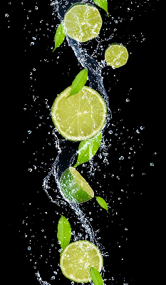 Fabric roller blind Lime falling in water
