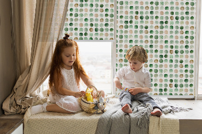 Fabric roller blind Green circles
