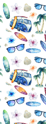 Roller blind for large window Hawaii cars and palm trees
