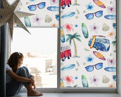 Roller blind for large window Hawaii cars and palm trees