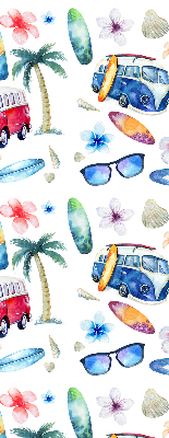 Roller blind for large window Hawaii cars and palm trees