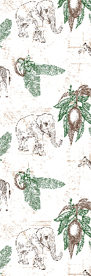Fabric roller blind Giraffes, elephants and leaves