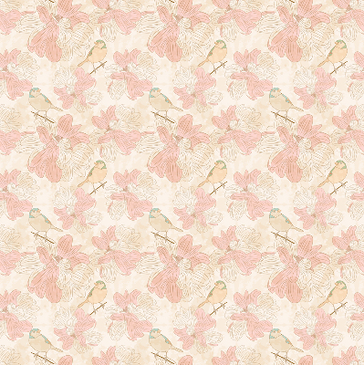 Modern roller blind Birds among the flowers