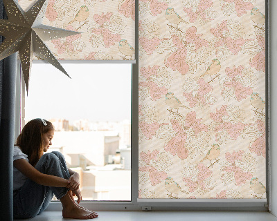 Modern roller blind Birds among the flowers