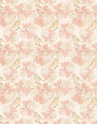 Modern roller blind Birds among the flowers