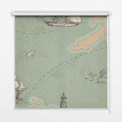 Modern roller blind Ocean map