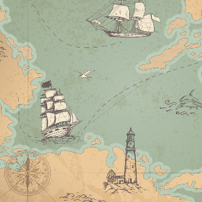 Modern roller blind Ocean map