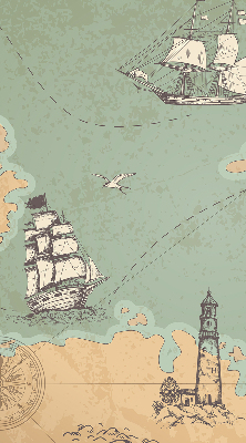 Modern roller blind Ocean map