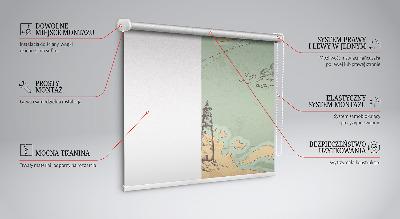 Modern roller blind Ocean map