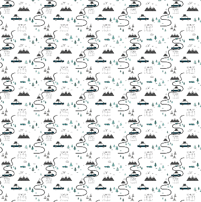 Fabric roller blind Forest and mountain path pattern