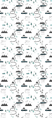 Fabric roller blind Forest and mountain path pattern