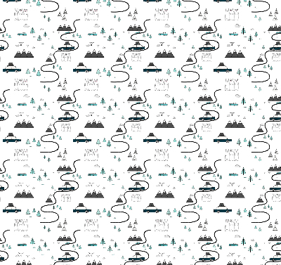 Fabric roller blind Forest and mountain path pattern