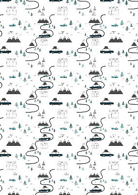 Fabric roller blind Forest and mountain path pattern