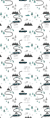 Fabric roller blind Forest and mountain path pattern